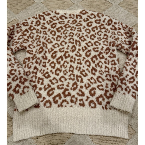 UGG Cecilia Natural Leopard Blush Animal Print Ivory V-Neck Plush Soft Sweater S - Picture 7 of 8